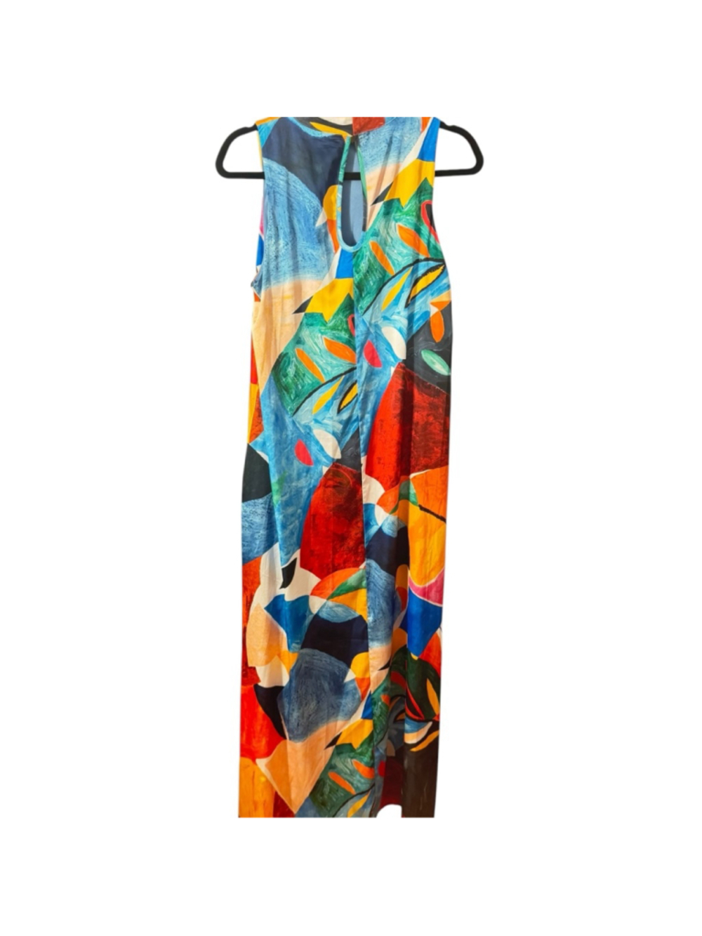 Size M Nicole Miller Multicolor Abstract Print Sleeveless Summer Maxi Dress - Picture 9 of 14